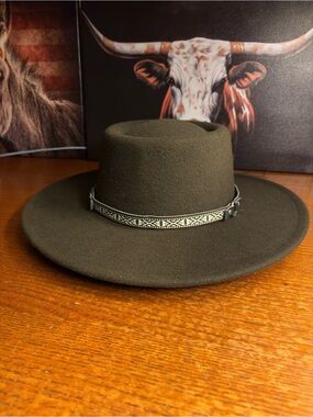 Wide Brim Western Hat with 3 Hat Bands - Chocolate Brown
